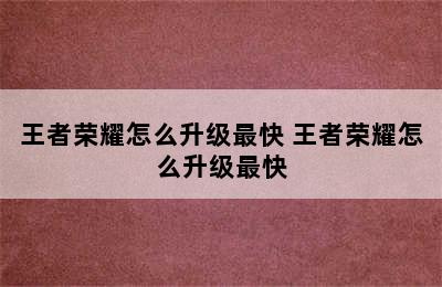 王者荣耀怎么升级最快 王者荣耀怎么升级最快